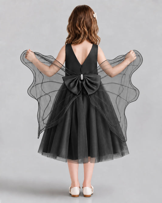 Black Ball Gown Girls Formal Dresses Back