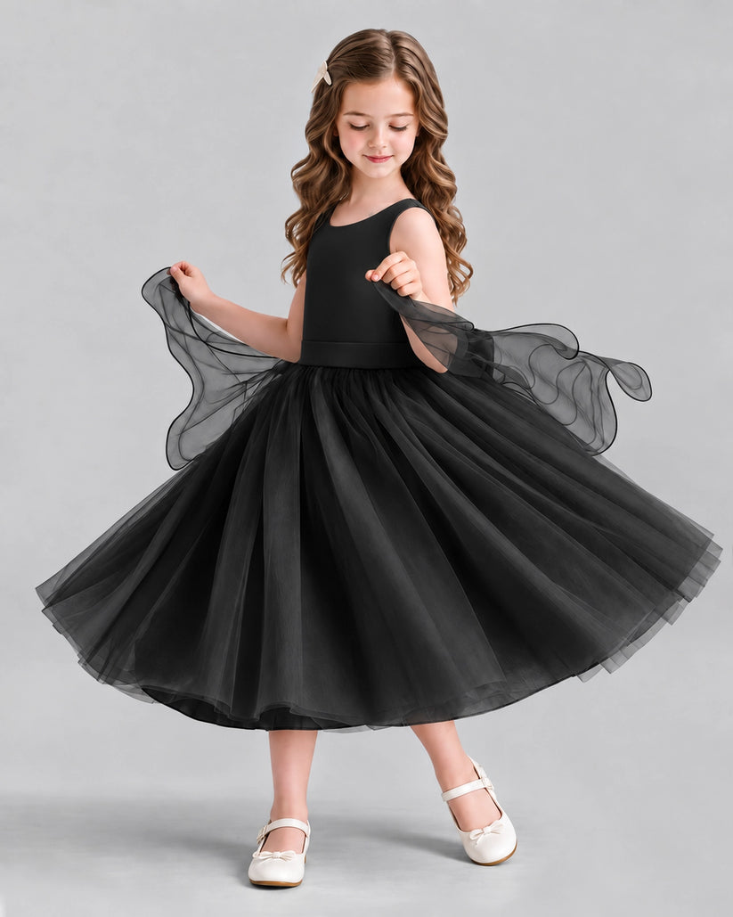 Black Ball Gown Girls Formal Dresses Side