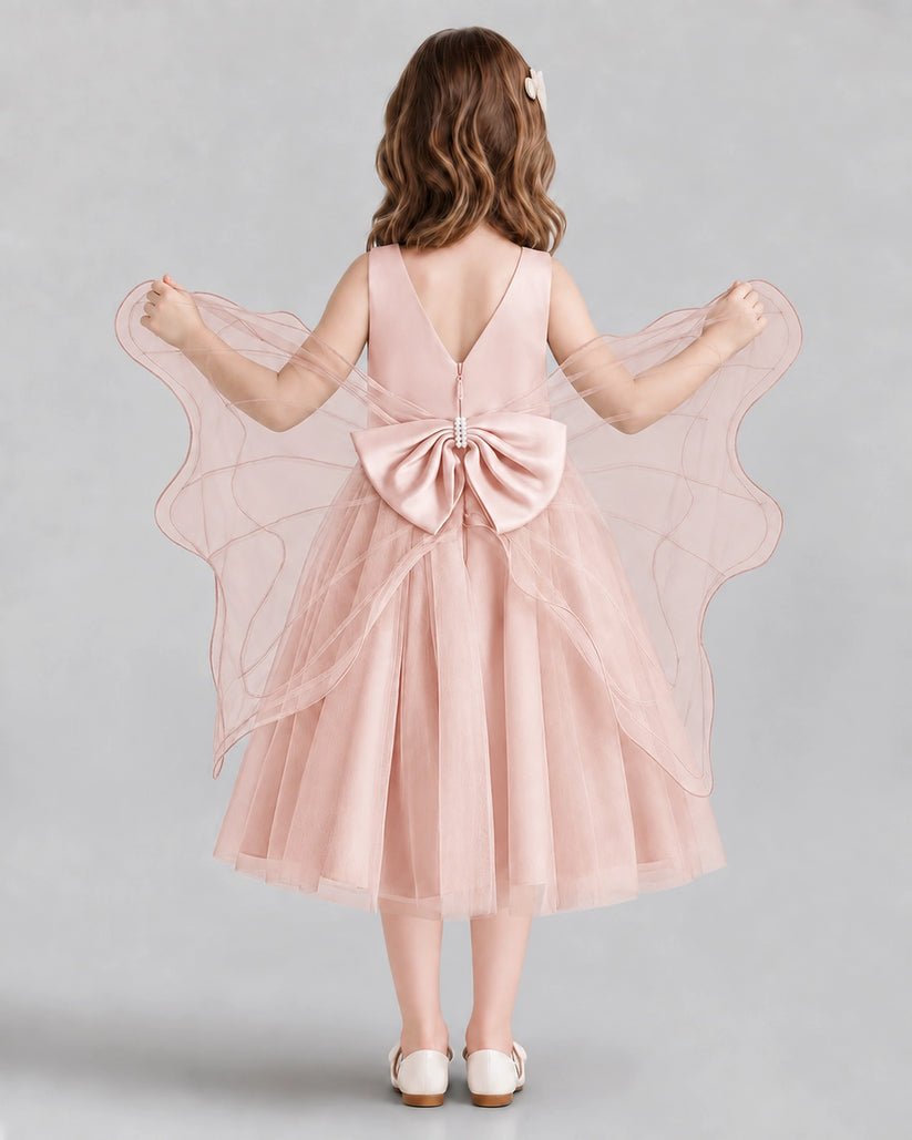 Blush Pink Ball Gown Girls Formal Dresses Back