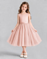 Blush Pink Ball Gown Girls Formal Dresses Front