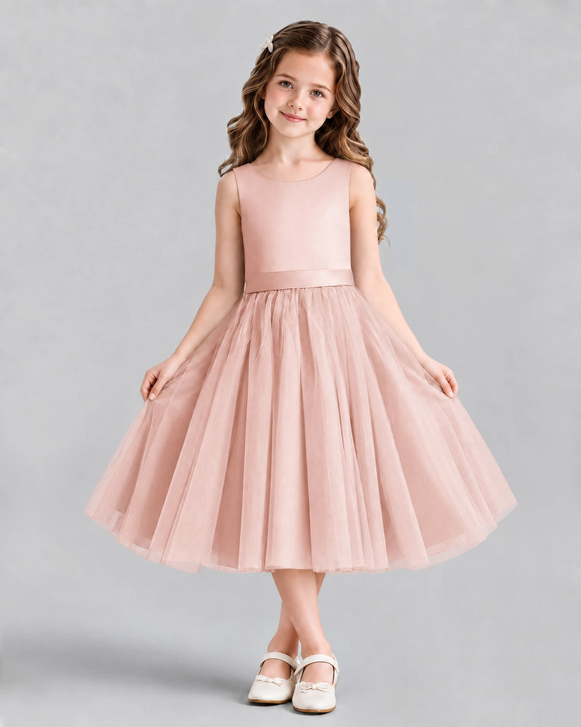 Blush Pink Ball Gown Girls Formal Dresses Front