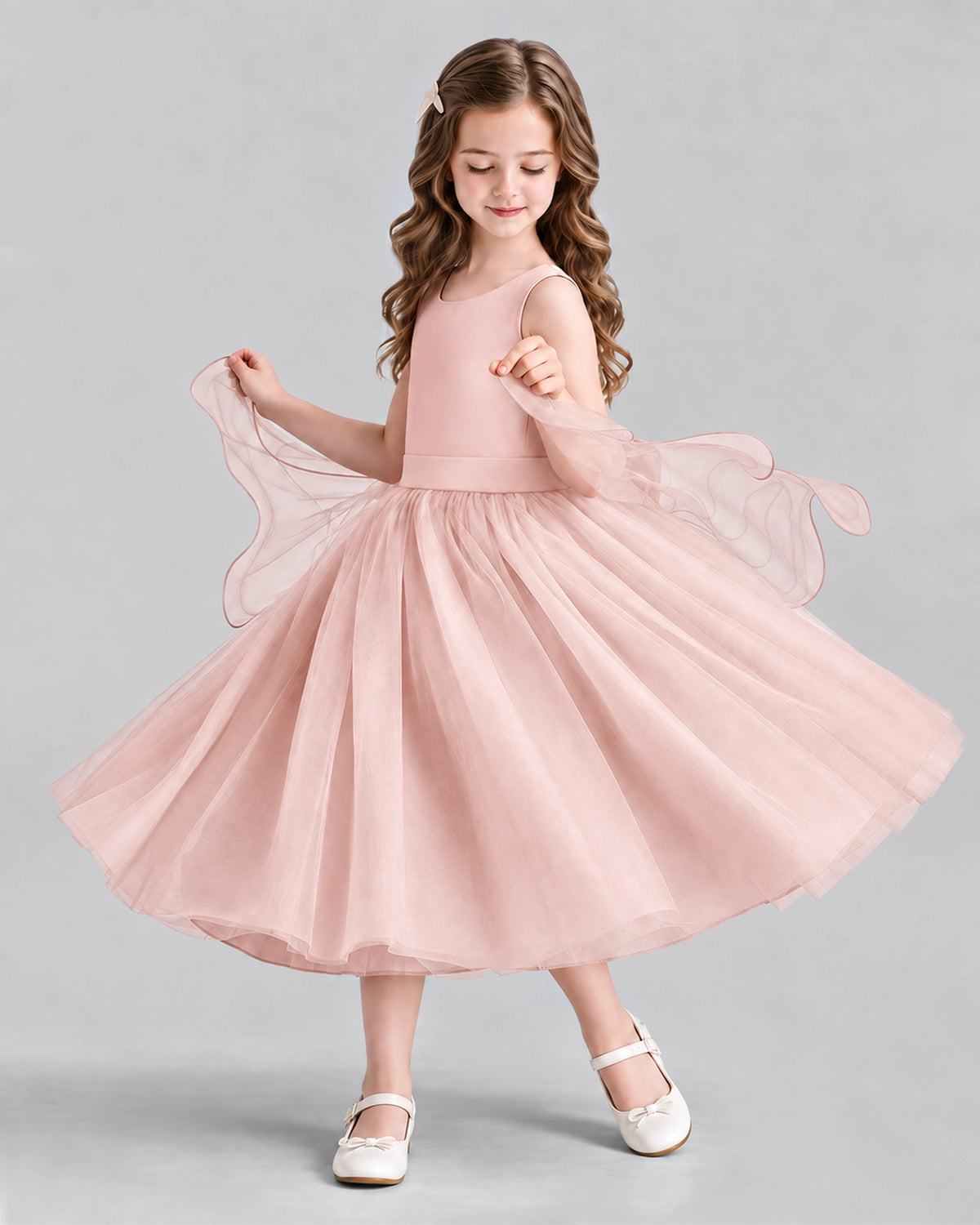Blush Pink Ball Gown Girls Formal Dresses Side
