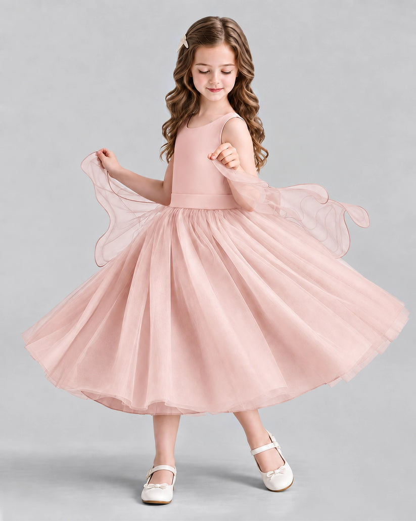 Blush Pink Ball Gown Girls Formal Dresses Side