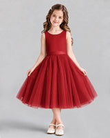 Burgundy Ball Gown Girls Formal Dresses Front