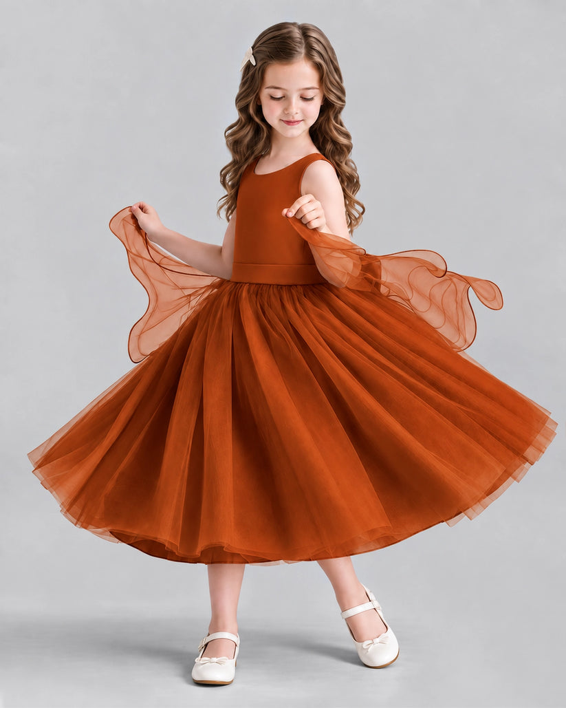 Burnt Orange Ball Gown Girls Formal Dresses Side