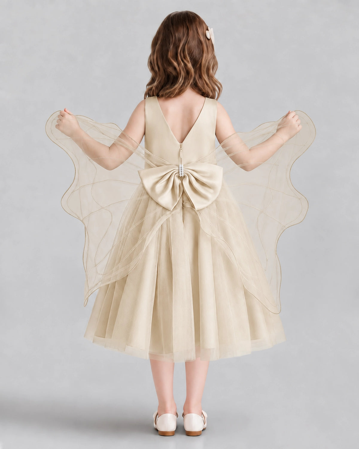 Champagne Ball Gown Girls Formal Dresses Back