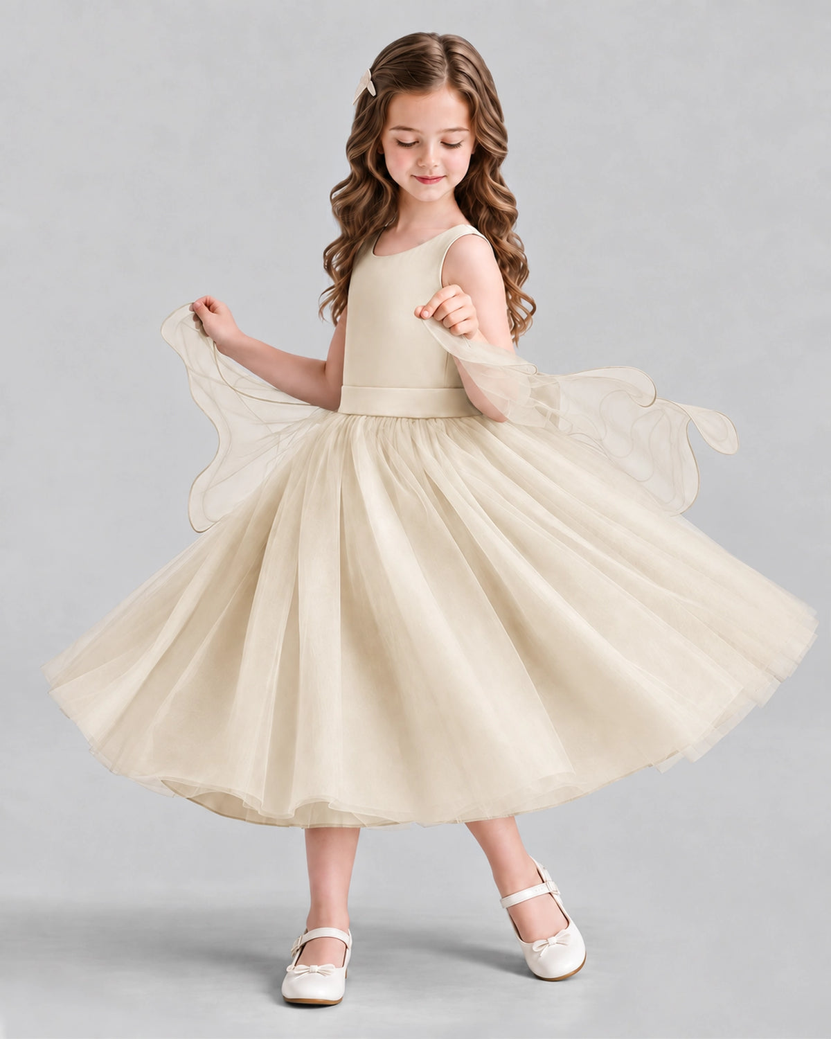Champagne Ball Gown Girls Formal Dresses Side