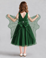 Dark Green Ball Gown Girls Formal Dresses Back