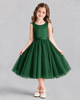 Dark Green Ball Gown Girls Formal Dresses Front
