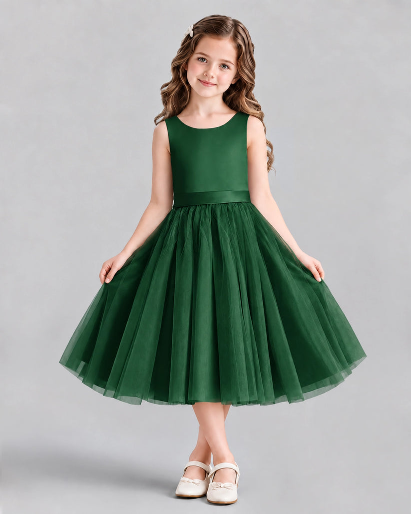Dark Green Ball Gown Girls Formal Dresses Front