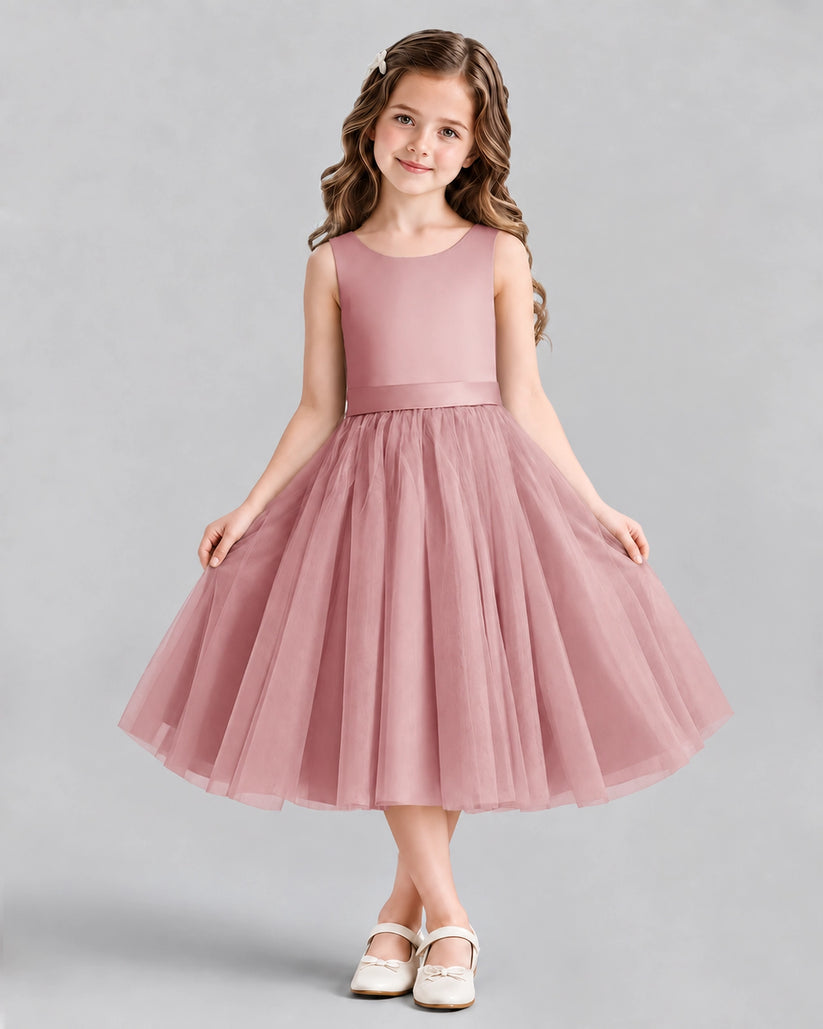 Blush Pink Ball Gown Girls Formal Dresses Front