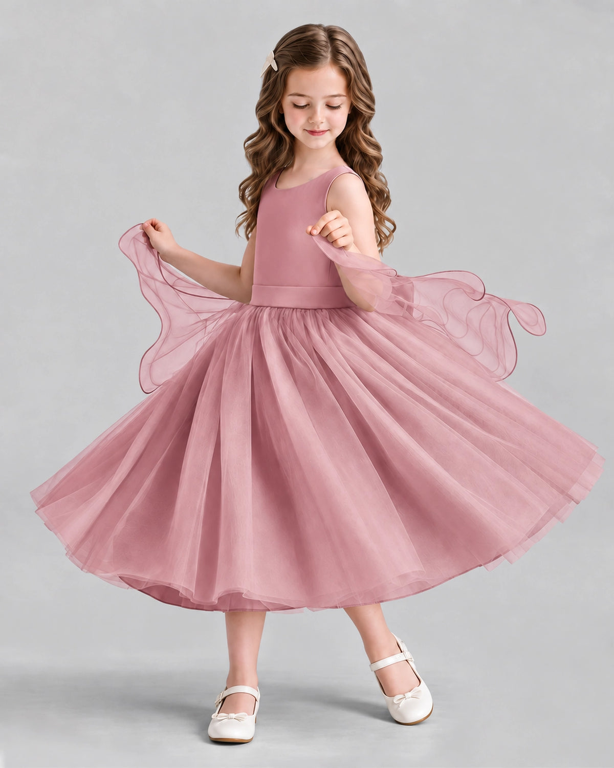 Blush Pink Ball Gown Girls Formal Dresses Side