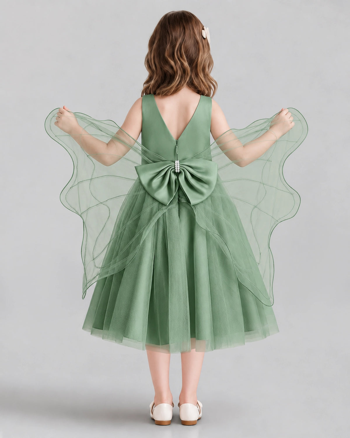 Eucalyptus Ball Gown Girls Formal Dresses Back