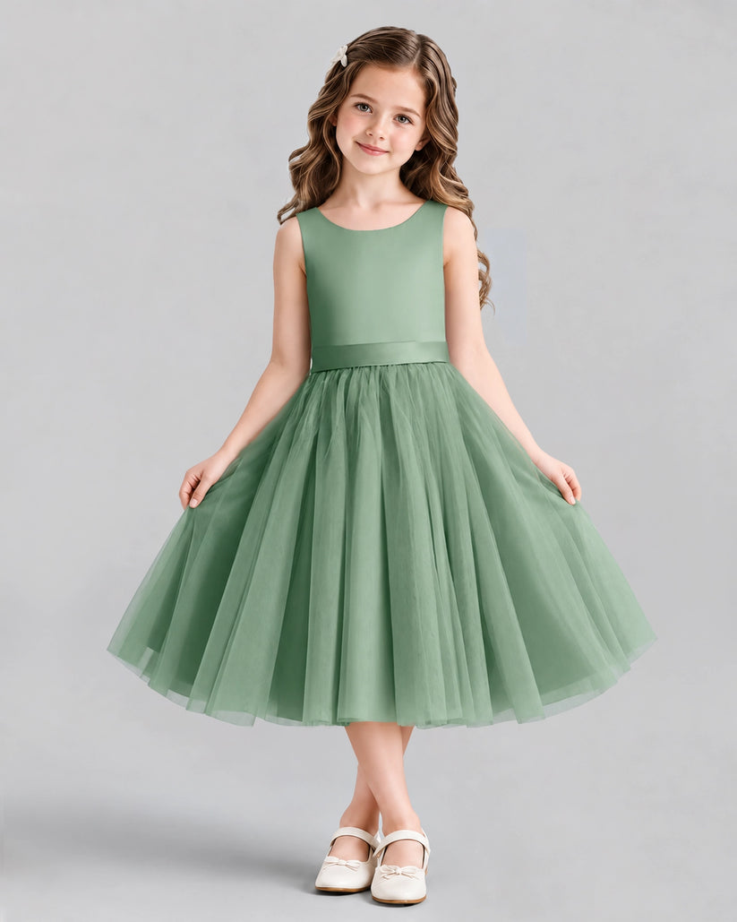 Eucalyptus Ball Gown Girls Formal Dresses Front