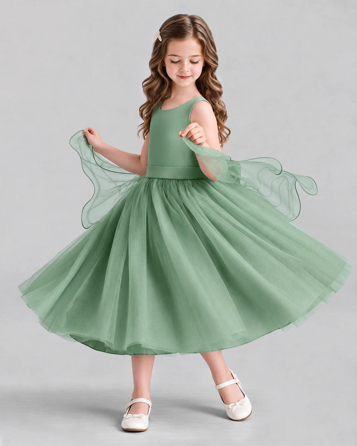 Eucalyptus Ball Gown Girls Formal Dresses Side