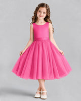 Hot Pink Ball Gown Girls Formal Dresses Front