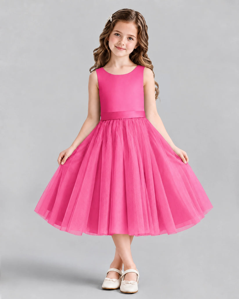 Hot Pink Ball Gown Girls Formal Dresses Front
