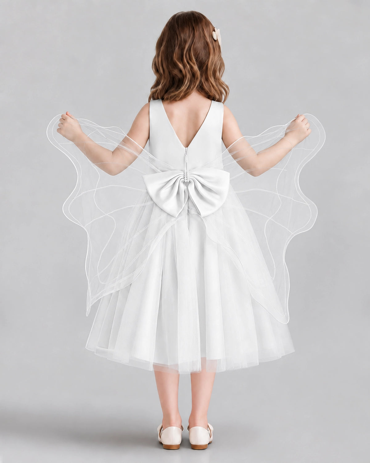 Ivory Ball Gown Girls Formal Dresses Back