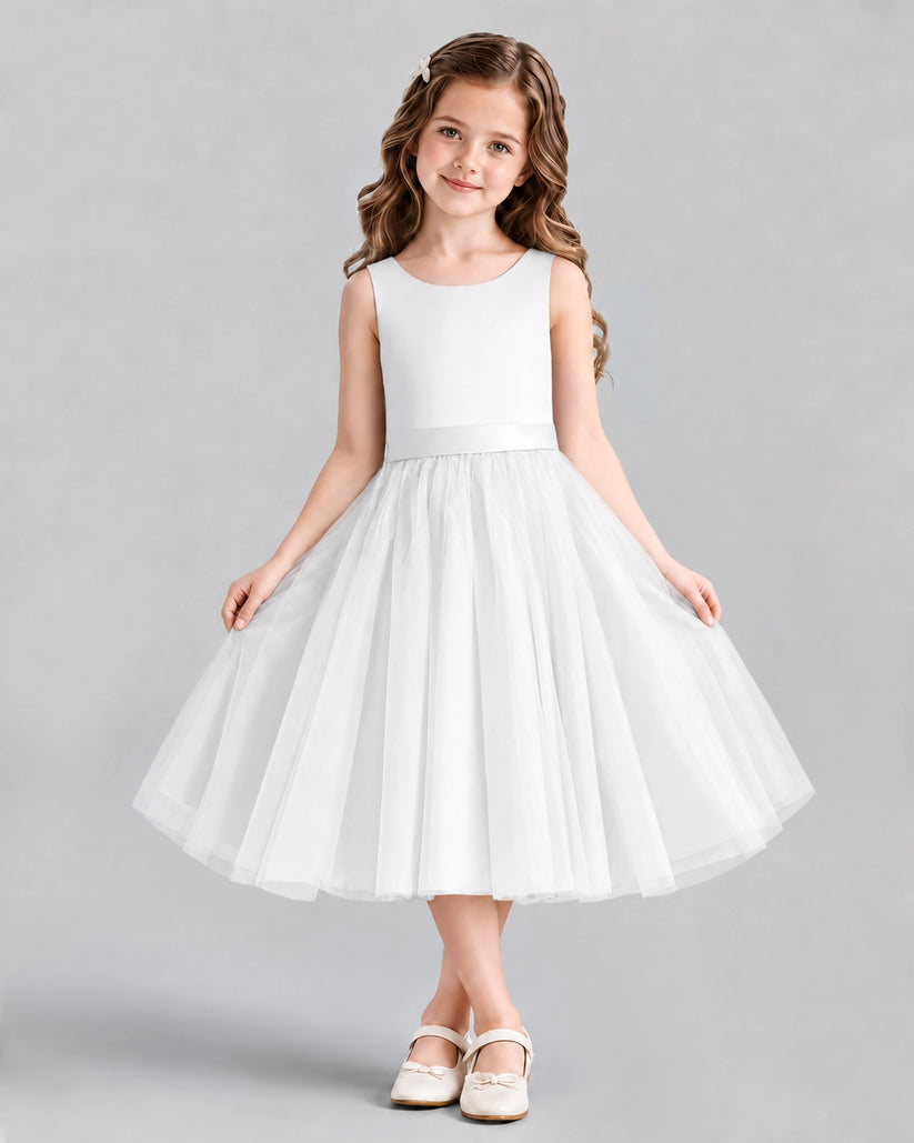 Ivory Ball Gown Girls Formal Dresses Front