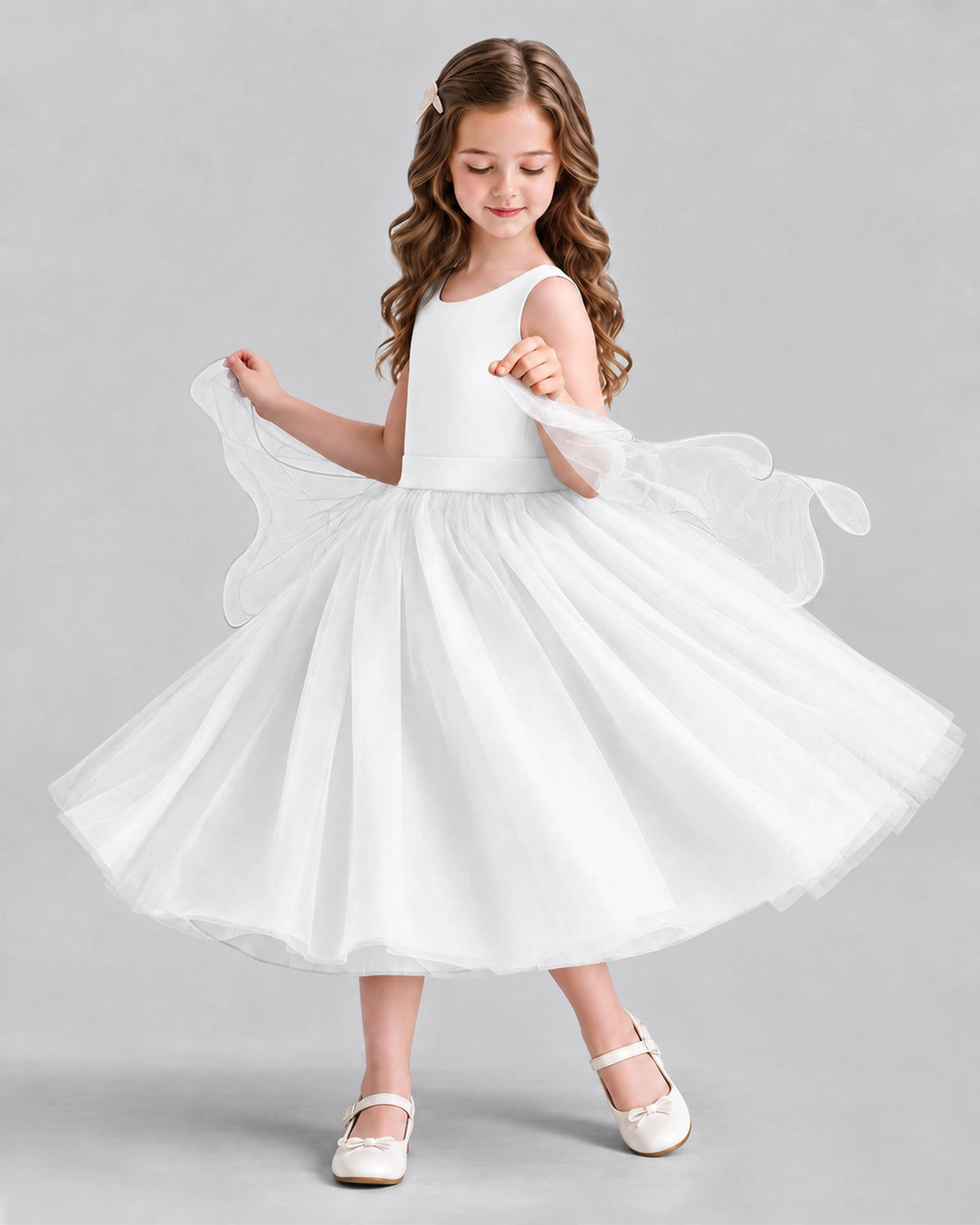 Ivory Ball Gown Girls Formal Dresses Side