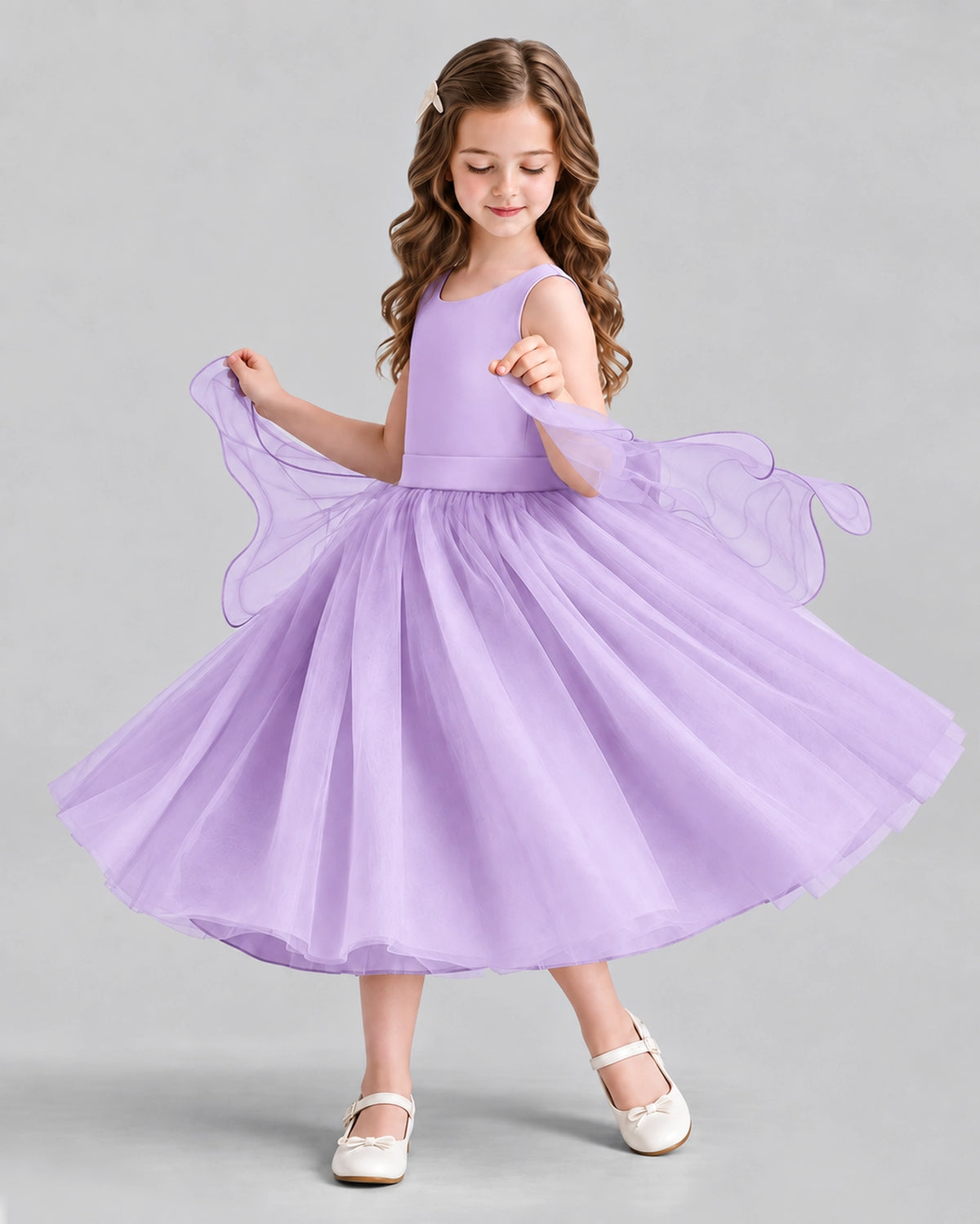 Lilac Ball Gown Girls Formal Dresses Side