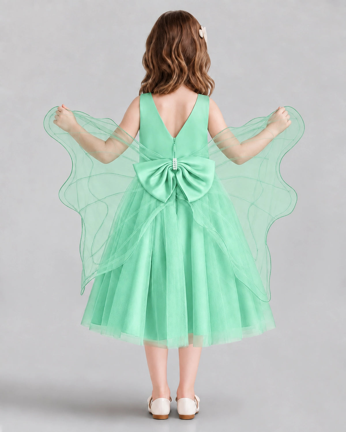 Mint Green Ball Gown Girls Formal Dresses Back