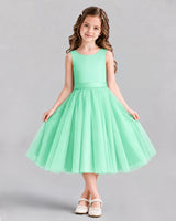 Mint Green Ball Gown Girls Formal Dresses Front