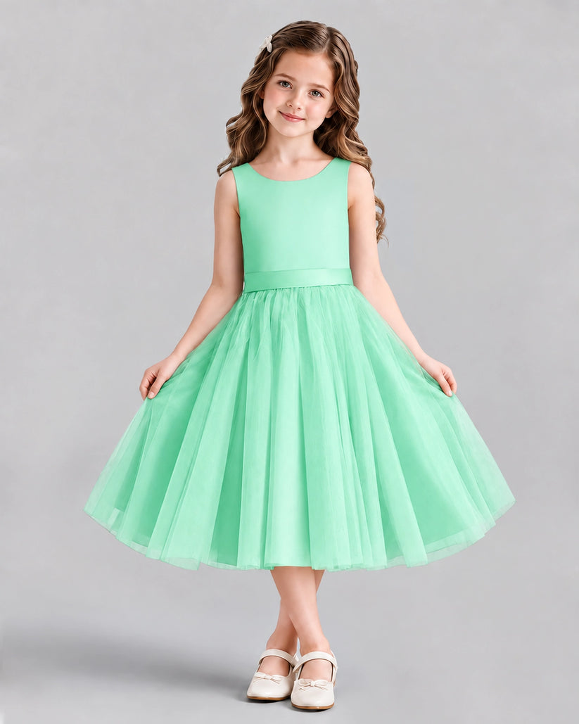 Mint Green Ball Gown Girls Formal Dresses Front