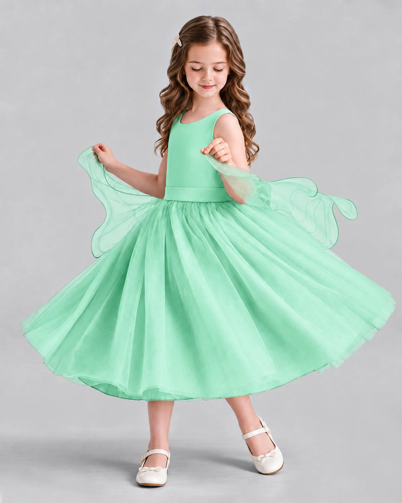 Mint Green Ball Gown Girls Formal Dresses Side
