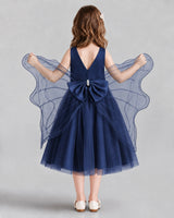 Navy Blue Ball Gown Girls Formal Dresses Back