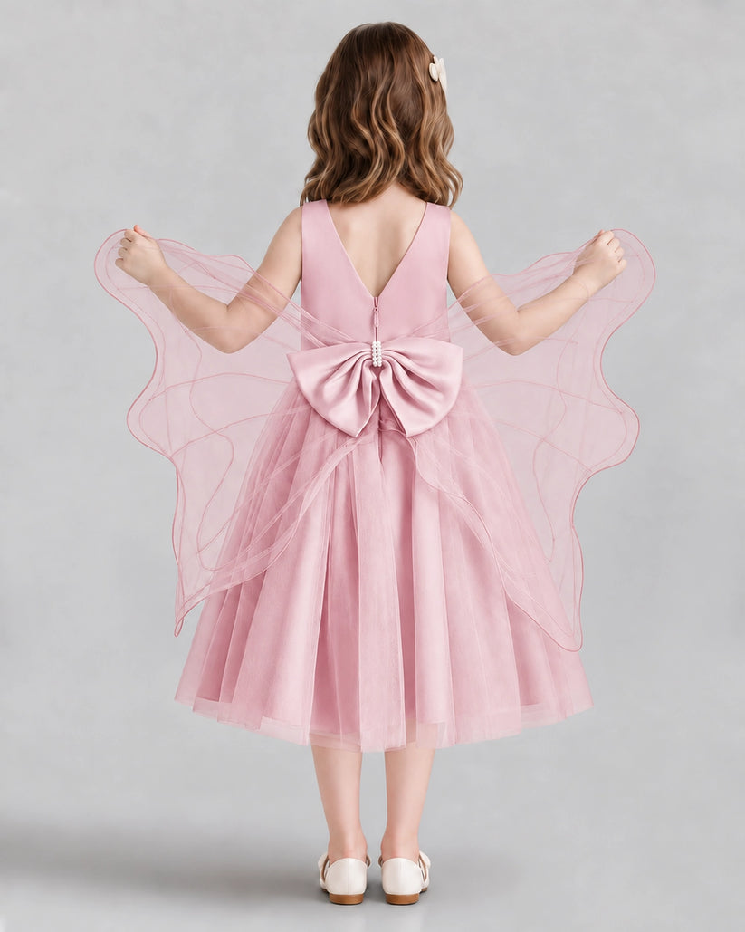 Pink Ball Gown Girls Formal Dresses Back