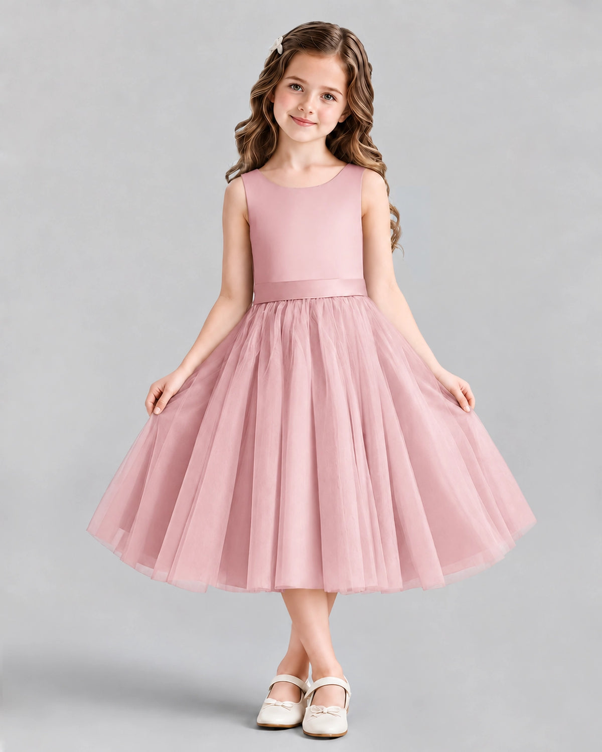 Pink Ball Gown Girls Formal Dresses Front