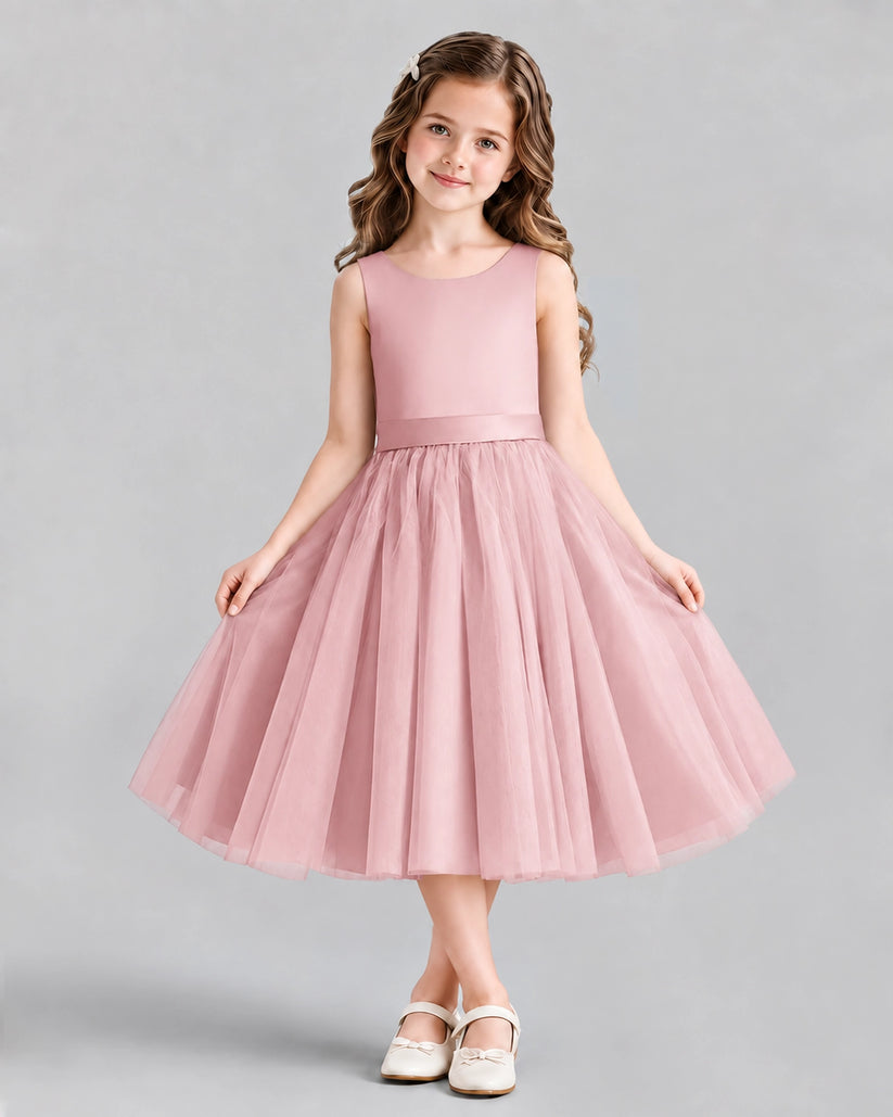 Pink Ball Gown Girls Formal Dresses Front