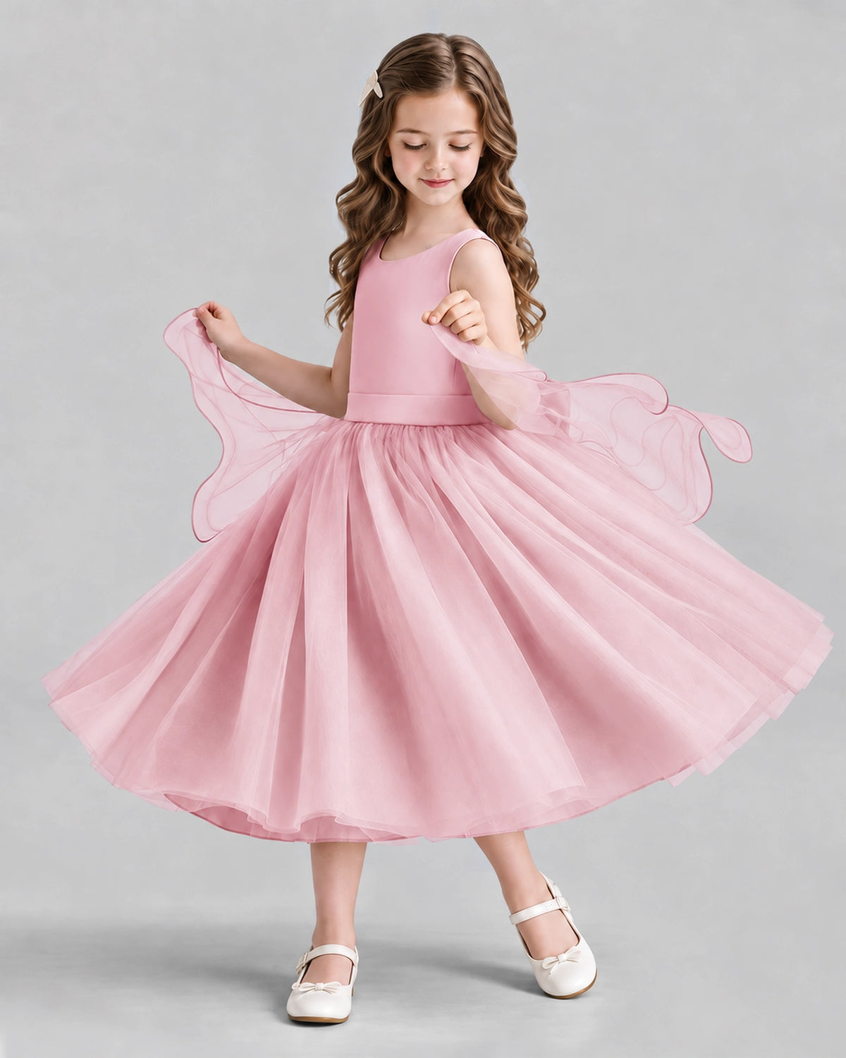 Pink Ball Gown Girls Formal Dresses Side