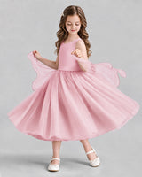 Pink Ball Gown Girls Formal Dresses Side