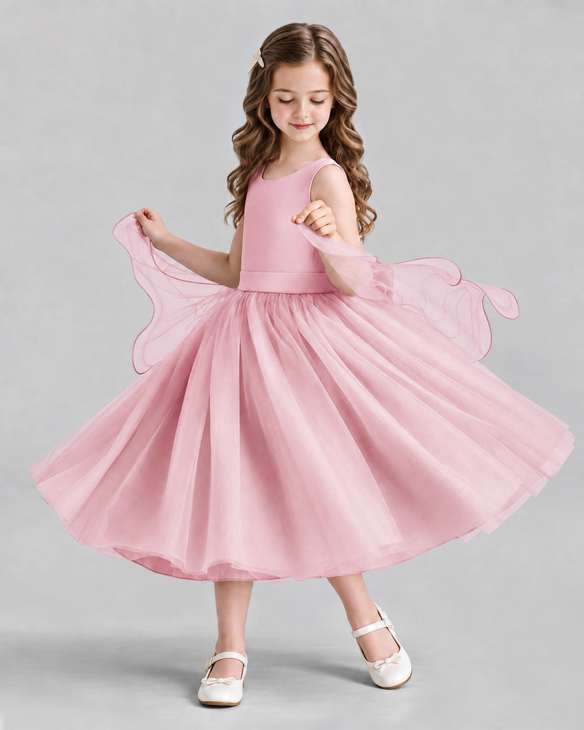 Pink Ball Gown Girls Formal Dresses Side