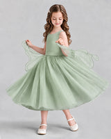 Sage Green Ball Gown Girls Formal Dresses Side