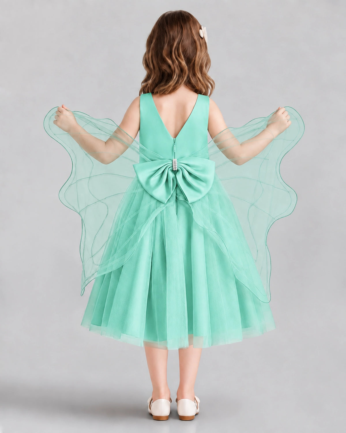Turquoise Ball Gown Girls Formal Dresses Back