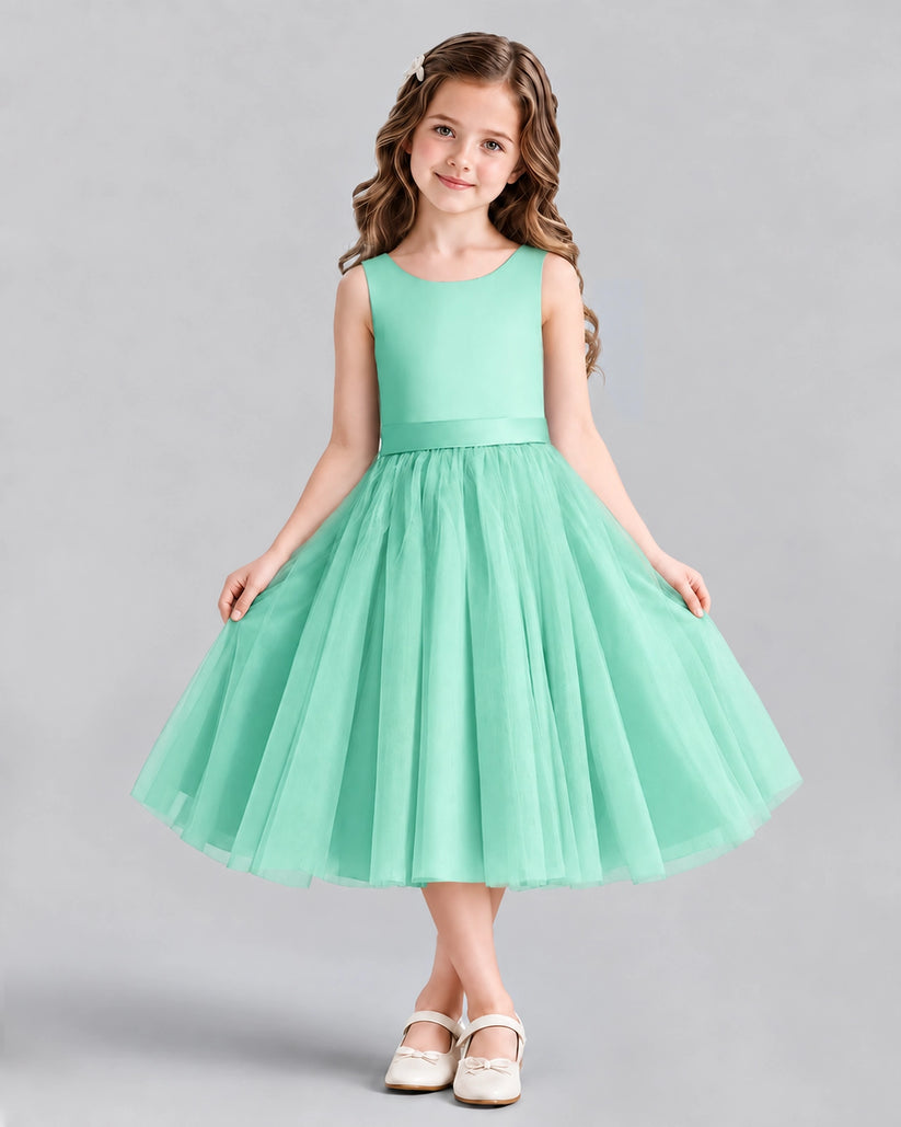 Turquoise Ball Gown Girls Formal Dresses Front