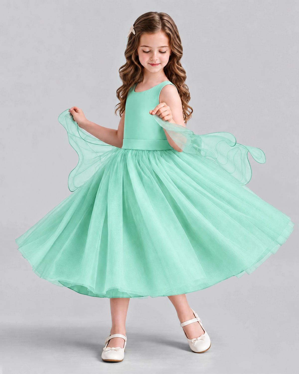 Turquoise Ball Gown Girls Formal Dresses Side