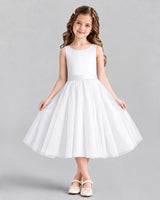 White Ball Gown Girls Formal Dresses Front