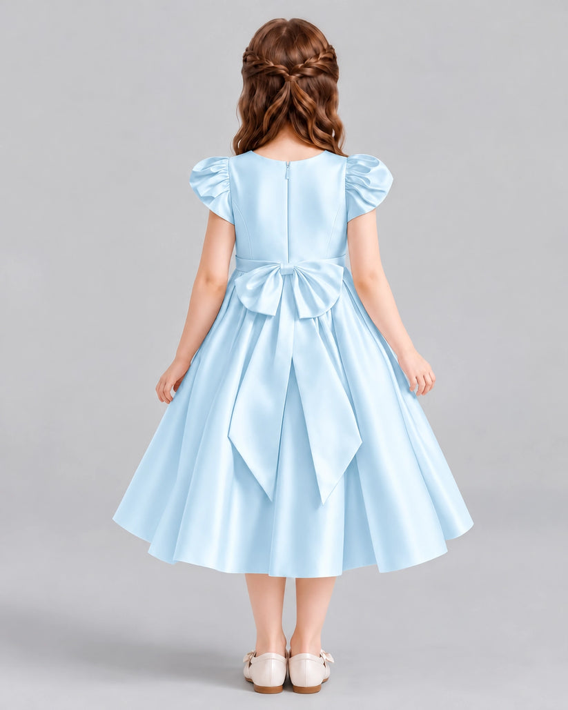 Baby Blue Ball Gown Girls Formal Dresses Back