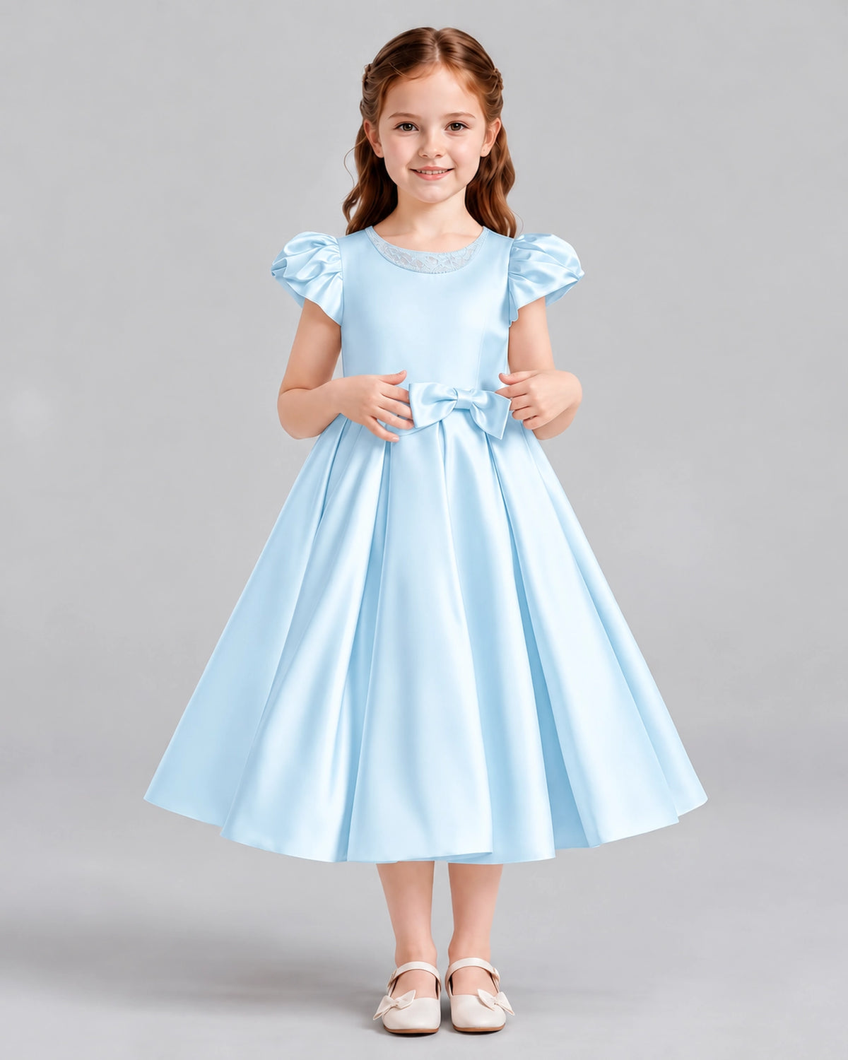 Baby Blue Ball Gown Girls Formal Dresses Front