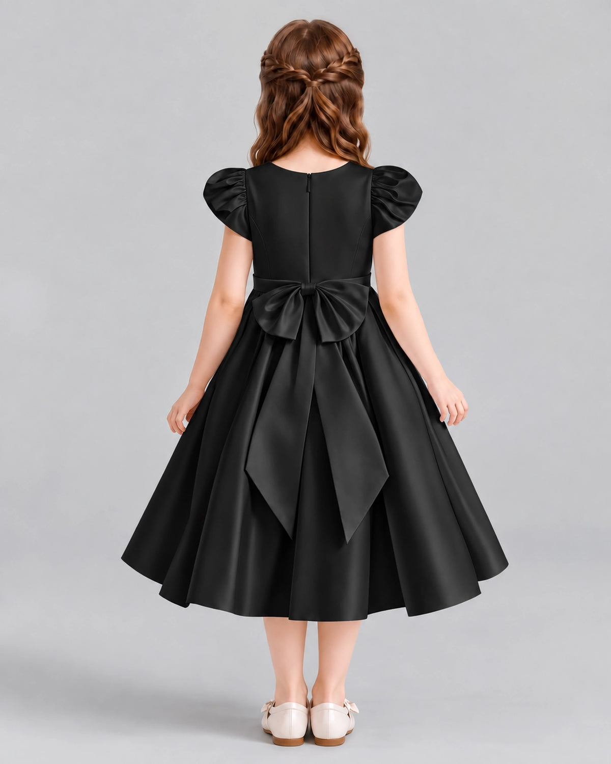 Black Ball Gown Girls Formal Dresses Back