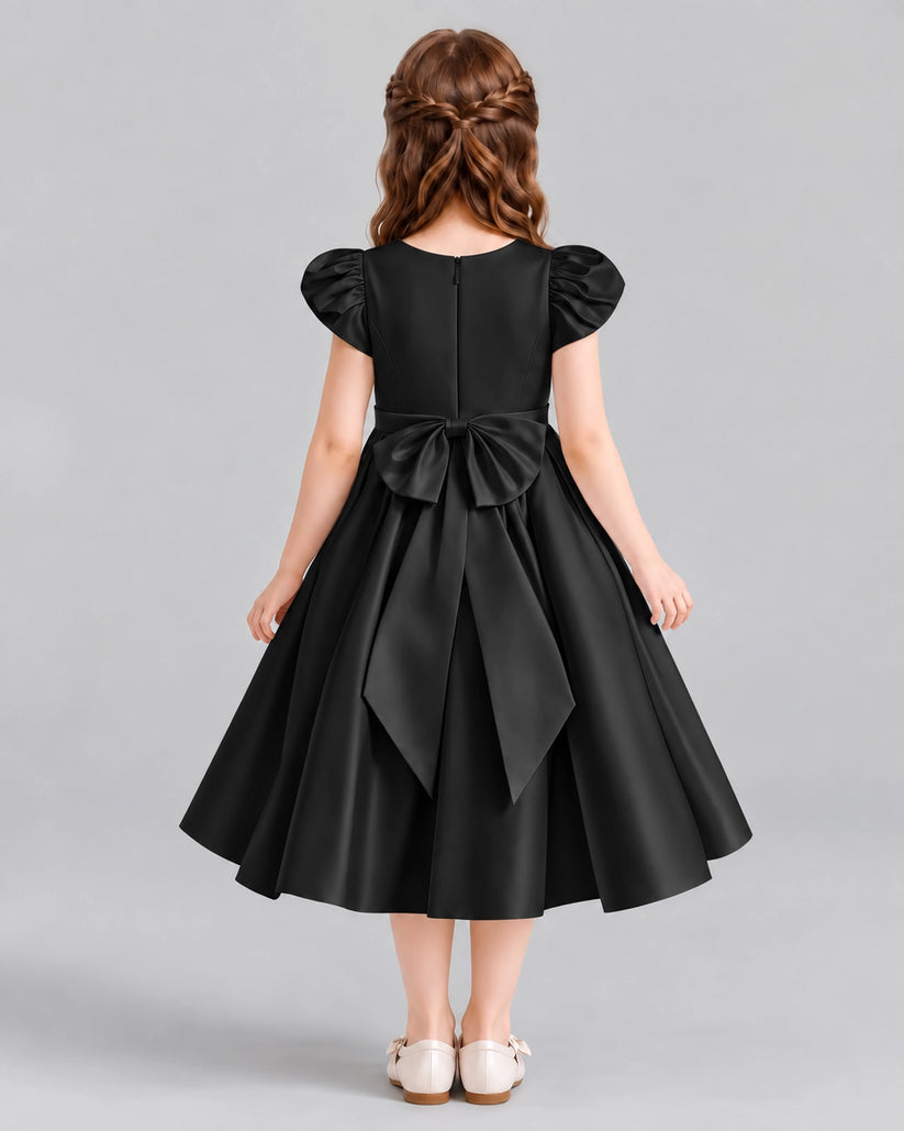 Black Ball Gown Girls Formal Dresses Back