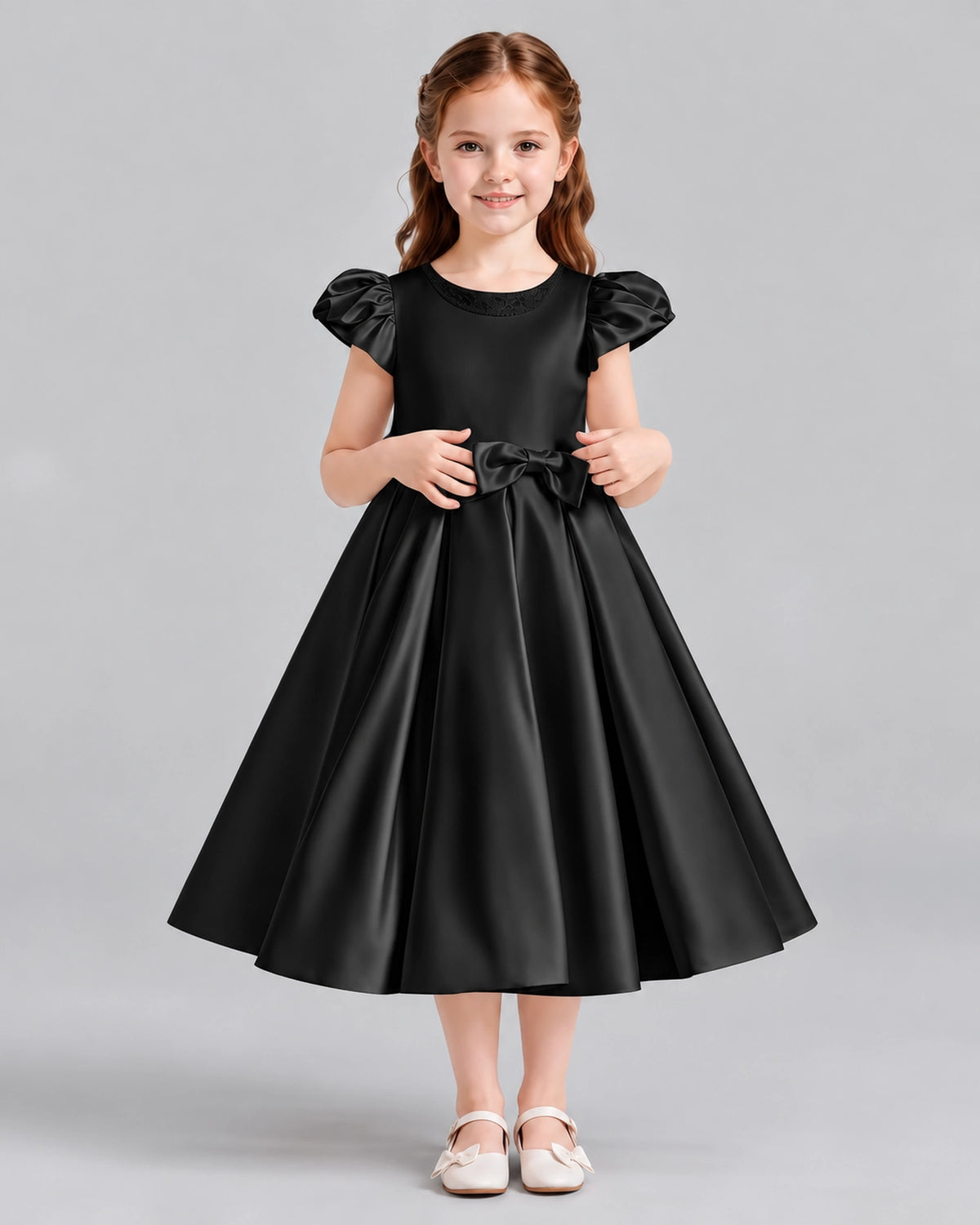 Black Ball Gown Girls Formal Dresses Front