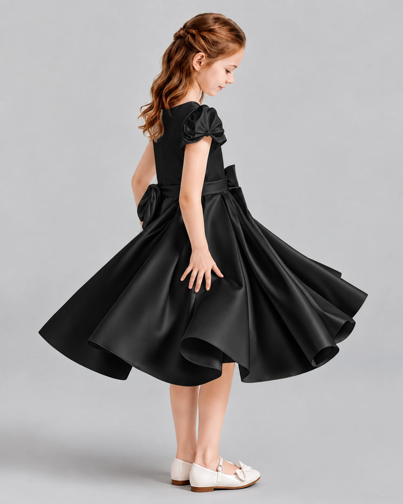 Black Ball Gown Girls Formal Dresses Side