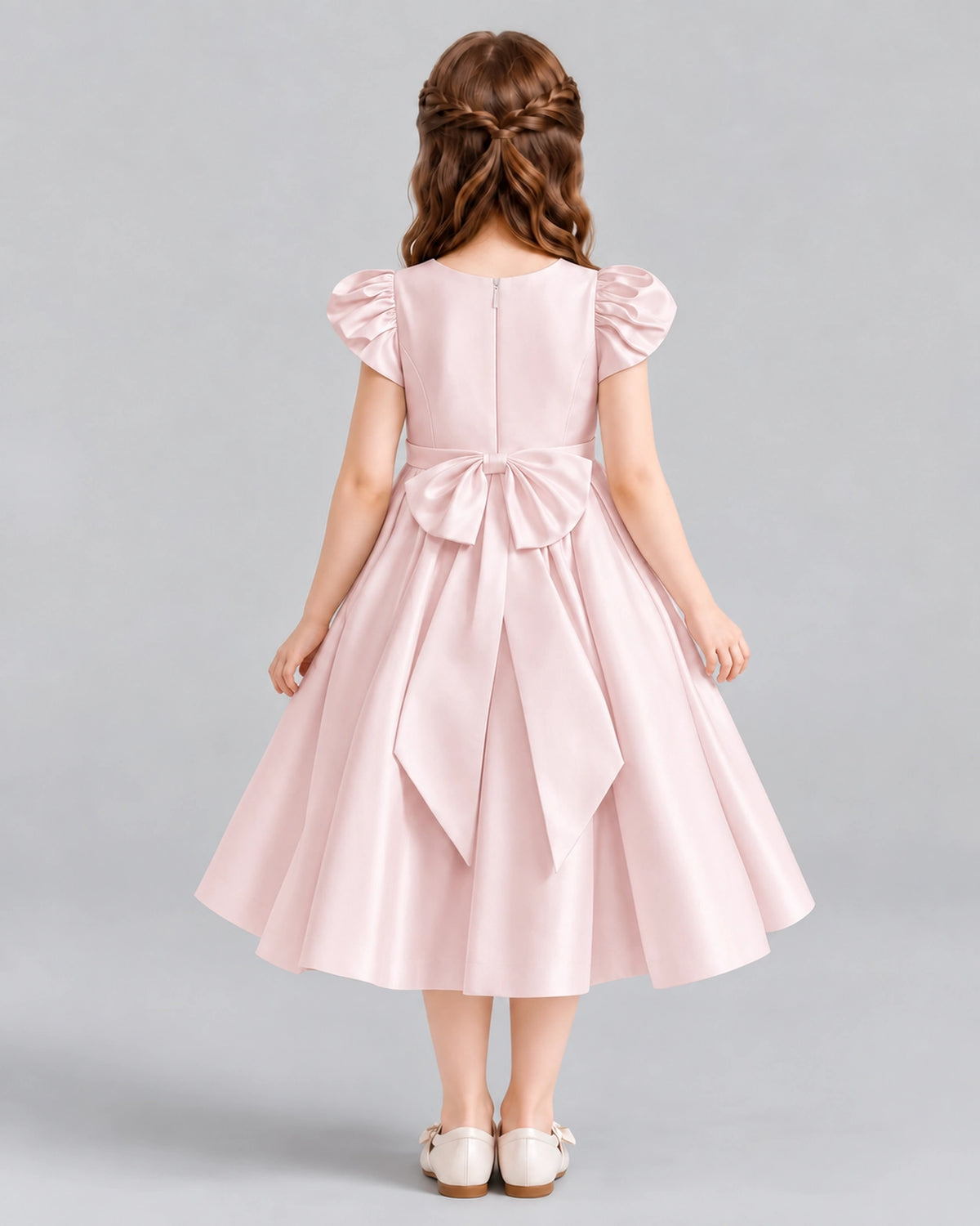 Blush Pink Ball Gown Girls Formal Dresses Back