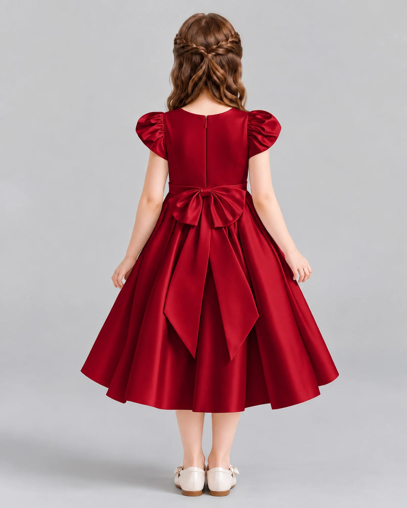 Burgundy Ball Gown Girls Formal Dresses Back