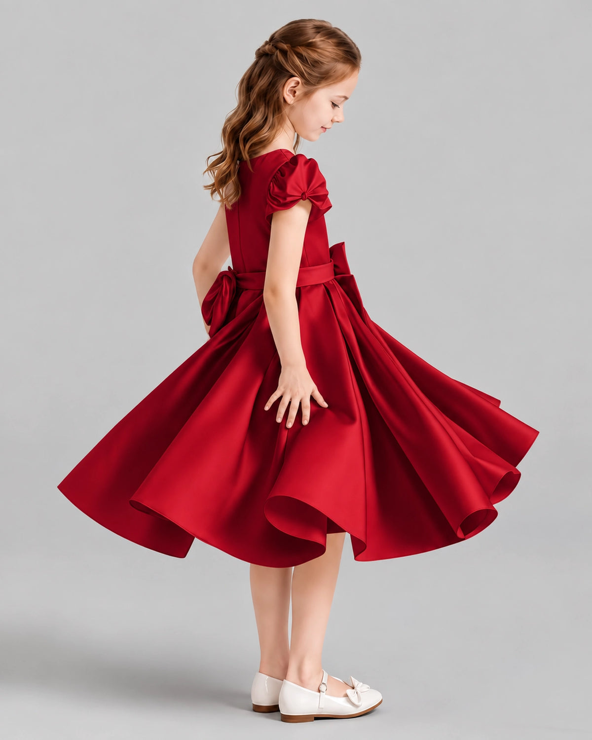 Burgundy Ball Gown Girls Formal Dresses Side